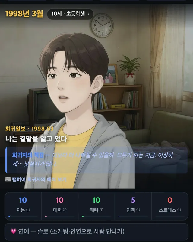 1998년 3월, 열 살 주인공의 홈 화면